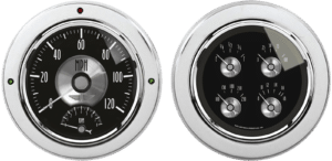 1954-1955 Chevy Truck Aluminum Adapter Rings w/ Auto Meter Prestige Series Gauges