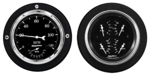 1954-1955 1st Series Chevy Truck Aluminum Adapter Rings w/ Auto Meter Old Tyme Black Gauges