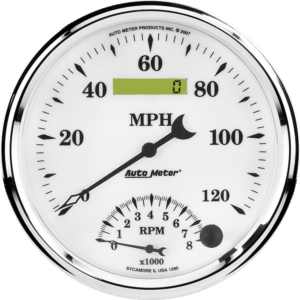 1290 Auto Meter Old Tyme White II 5" Speedometer/Tachometer Combo Gauge (120 MPH / 8,000 RPM)