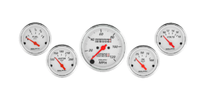 1300 Auto Meter Arctic White 5 Gauge Kit w/ Mechanical Speedometer (3 1/8" & 2 1/16")
