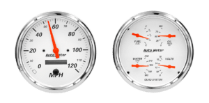 1303 AutoMeter Arctic White 2 Gauge Kit (5" Speedometer & Quad)