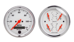 1308 Auto Meter Arctic White 2 Gauge Kit (3 3/8" Speedometer & Quad)