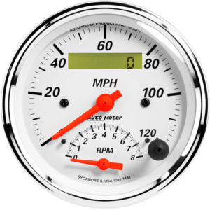 1381 Auto Meter Arctic White 3 3/8" Speedometer/Tachometer Combo Gauge (120 MPH / 8,000 RPM)