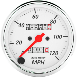 1396 Auto Meter Arctic White 3 1/8" Mechanical 0-120 MPH Speedometer