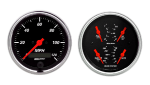 1408 Auto Meter Designer Black 2 Gauge Kit (3 3/8" Speedometer & Quad)