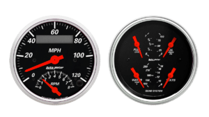 1409 Auto Meter Designer Black 2 Gauge Kit (3 3/8" Speedometer/Tachometer & Quad)