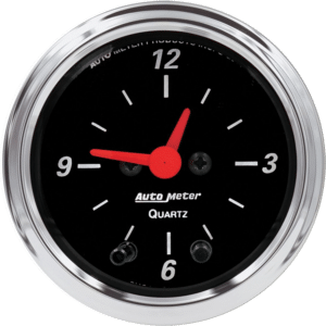 1484 Auto Meter Designer Black 2 1/16" Quartz Clock 12 volt or 16 volt