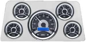 1960-1961 GMC Truck Billet Aluminum 5 Gauge Direct Fit Panel w/ Dakota Digital VHX-1050 Black Alloy Gauges