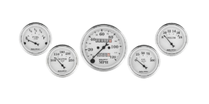 1601 Auto Meter Old Tyme White 5 Gauge Kit w/ Mechanical Speedometer (3 1/8" & 2 1/16")