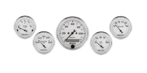 1602 Auto Meter Old Tyme White 5 Gauge Kit w/ Electric Speedometer (3 1/8" & 2 1/16")
