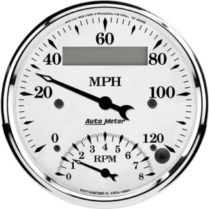 1681 Auto Meter Old Tyme White 3 3/8" Speedometer/Tachometer Combo Gauge (120 MPH / 8,000 RPM)