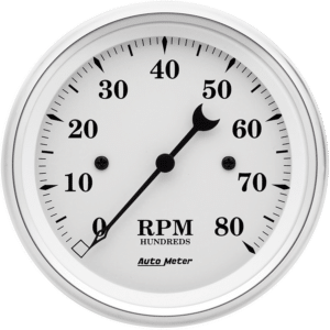 1690 Auto Meter Old Tyme White 3 3/8" In-Dash 8,000 RPM Tachometer