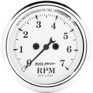 1694 Auto Meter Old Tyme White 2 1/16" In-Dash 7,000 RPM Tachometer