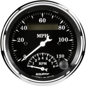 1781 Auto Meter Old Tyme Black 3 3/8" Speedometer/Tachometer Combo Gauge (120 MPH / 8,000 RPM)