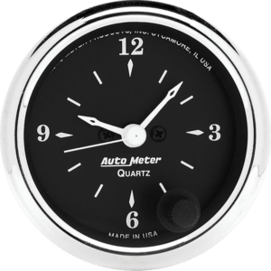 1785 Auto Meter Old Tyme Black 2 1/16" Quartz Clock 12 volt or 16 volt