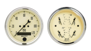 1800 Auto Meter Antique Beige 2 Gauge Kit (3 3/8" Speedometer & Quad)