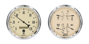 1803 Auto Meter Antique Beige 2 Gauge Kit (5" Speedometer & Quad)