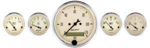 1809 AutoMeter Antique Beige 5 Gauge Kit w/ 120 MPH Electric Speedometer (3 1/8" & 2 1/16")