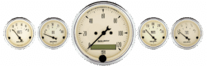 1809 AutoMeter Antique Beige 5 Gauge Kit w/ 120 MPH Electric Speedometer (3 1/8" & 2 1/16")