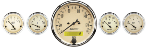 1809-M AutoMeter Antique Beige 5 Gauge Kit w/ 190 KPH Electric Speedometer (3 1/8" & 2 1/16")