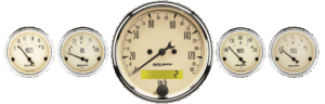 1809-M AutoMeter Antique Beige 5 Gauge Kit w/ 190 KPH Electric Speedometer (3 1/8" & 2 1/16")
