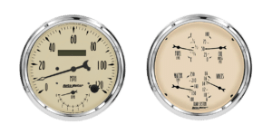 1852 Auto Meter Antique Beige 2 Gauge Kit (5" Speedometer/Tachometer & Quad)