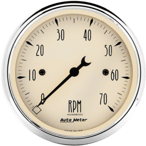 1898 AutoMeter 3 1/8" Antique Beige 7,000 RPM Tachometer