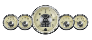2002 Auto Meter Prestige Antique Ivory 5 Gauge Kit (3 3/8" & 2 1/16") Wheel Odometer