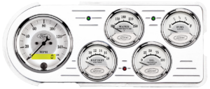 1948-1950 Ford Truck Aluminum Gauge Panel w/ Auto Meter Ford Masterpiece Silver Gauges