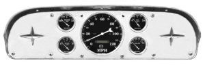 1957-1960 Ford Truck Aluminum Gauge Adapter Panel w/ AutoMeter Old Tyme Black Gauges