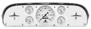 1957-1960 Ford Truck Aluminum Gauge Adapter Panel w/ AutoMeter Old Tyme White Gauges