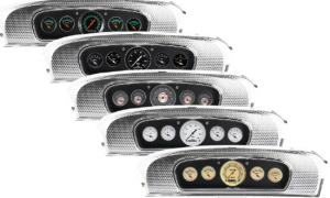 1965-1966 Ford Custom Cab Truck Brushed Black Anodized Aluminum Gauge Panel w/ Classic Instruments Gauges