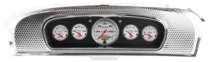 1965-1966 Ford Custom Cab Truck Brushed Black Anodized Aluminum Gauge Panel w/ Auto Meter Ultra-Lite Gauges