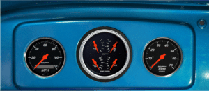 35 36 Chevy Master / 1935-1939 Chevy Truck Gauge Adapters w/ Auto Meter Designer Black Gauges