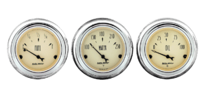 1961-62 Chevy Impala Aluminum Adapter Rings w/ Auto Meter Antique Beige Gauges