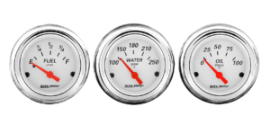 1961-62 Chevy Impala Aluminum Adapter Rings w/ Auto Meter Arctic White Gauges