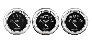 1961-62 Chevy Impala Aluminum Adapter Rings w/ Auto Meter Old Tyme Black Gauges