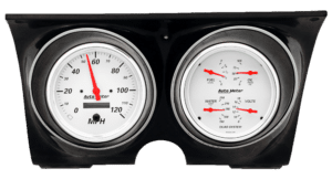 1967-68 Camaro / Firebird Billet Aluminum Gauge Panels w/ 5" Auto Meter Arctic White Gauges