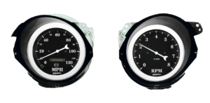 1968-1977 Chevy Corvette Adapter Rings w/ Auto Meter Old Tyme Black Gauges