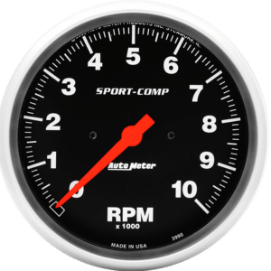3990 Auto Meter Sport-Comp 5" In-Dash 10,000 RPM Tachometer