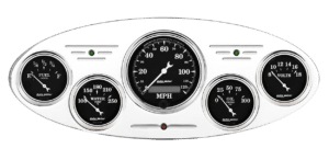 1932 Ford Car Billet Aluminum Gauge Panel w/ Auto Meter Street Rod series gauges