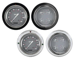 1937-1939 Ford Car or Truck Aluminum 2 Gauge Panels w/ Classic Instruments SG Series Gauges