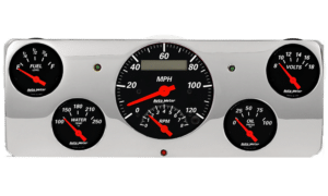 1940 Ford Deluxe Aluminum Gauge Panel w/ Auto Meter Designer Black Gauges