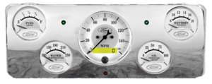 1940 Ford Deluxe Aluminum Gauge Panel w/ Auto Meter Ford Masterpiece Silver Gauges