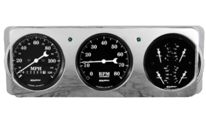 1940 Ford Deluxe Aluminum Gauge Panel w/ Auto Meter Old Tyme Black Gauges