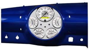 1949-1950 Ford Car Billet Aluminum Gauge Panel w/ Auto Meter Ford Masterpiece Silver Gauges