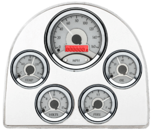 1952-1953 Ford Car Billet Aluminum Gauge Panel w/ Dakota Digital VHX-1050 Silver Alloy Gauges