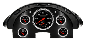 1956 Ford Fairlane Aluminum Gauge Panel w/ AutoMeter Designer Black Gauges (Speedo/Tach)