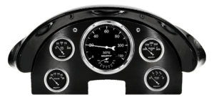 1956 Ford Fairlane Aluminum Gauge Panel w/ AutoMeter Old Tyme Black Gauges (Speedo/Tach)