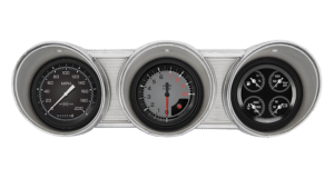 1962-1963 Ford Fairlane Aluminum Gauge Panel Adapter w/ Classic Instruments AutoCross Gray